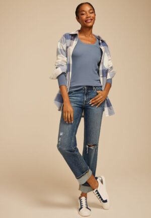 24/7 Brushed Ribbed Scoop Neck Tee