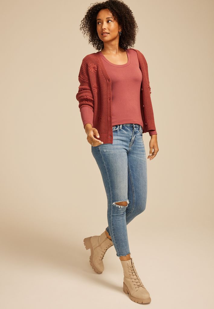 24/7 Brushed Ribbed Scoop Neck Tee - Image 3