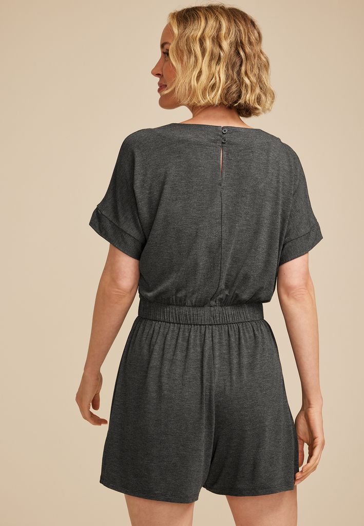 24/7 V Neck Tie Waist Romper - Image 2