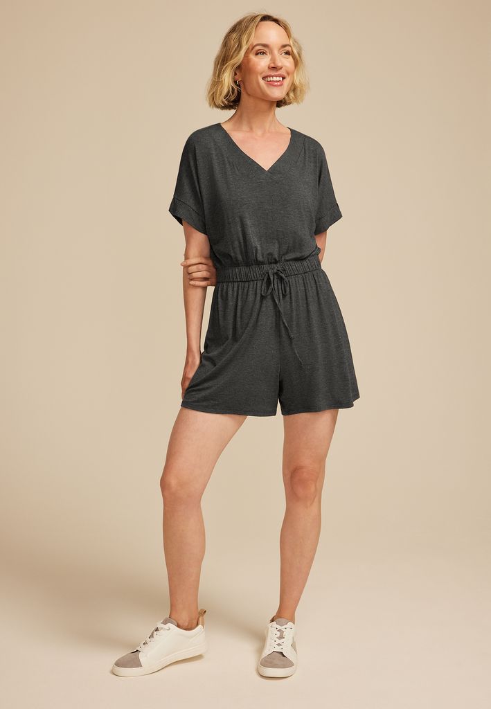 24/7 V Neck Tie Waist Romper - Image 3