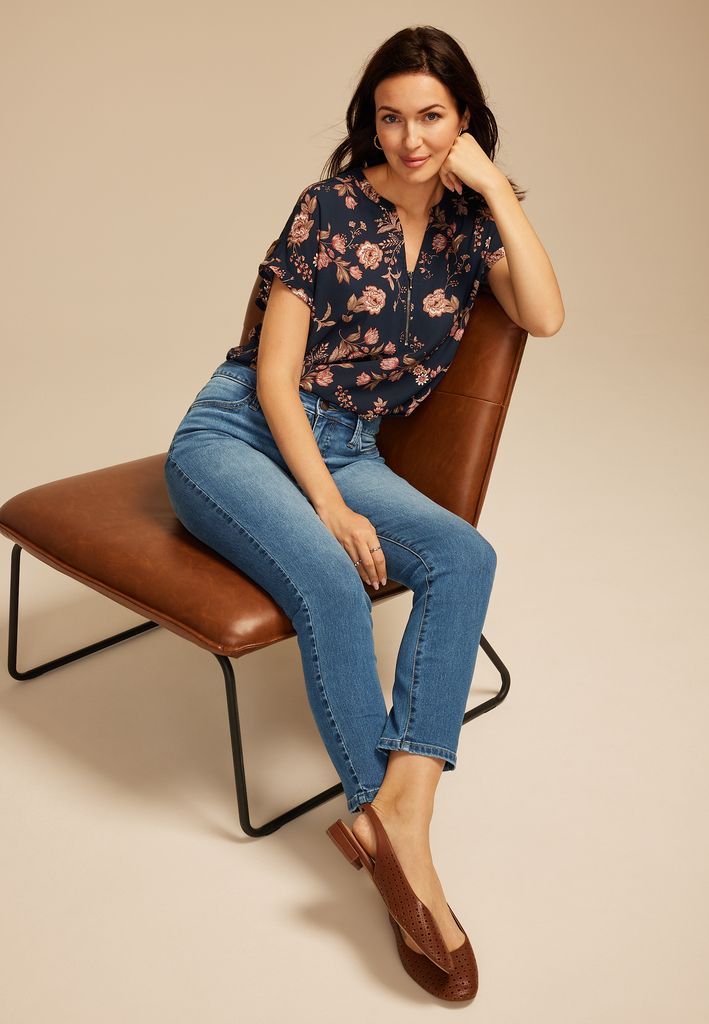 Everflex™ High Rise Back Seamed Slim Straight Jean