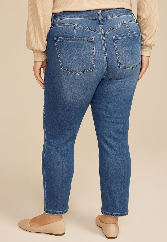 Plus Size Everflex™ High Rise Back Seamed Slim Straight Jean - Image 2