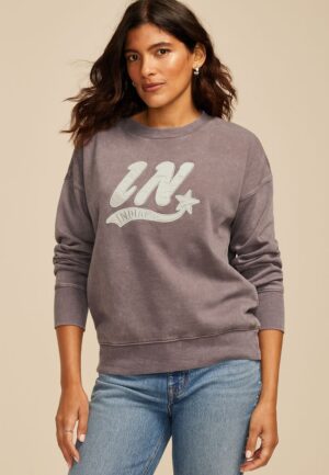 State Satin Letter Crew Neck Sweatshirt