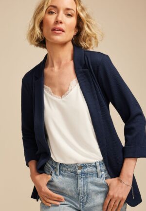 Textured Versa Open Front Blazer