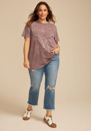Plus Size Country Longhorn Oversized Fit Graphic Tee