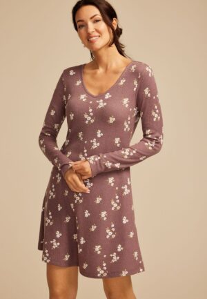 24/7 Floral Long Sleeve Skater Dress