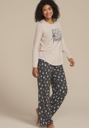 Dont Get Your Tinsel In A Tangle Graphic Tee And Wide Leg Pajama Set