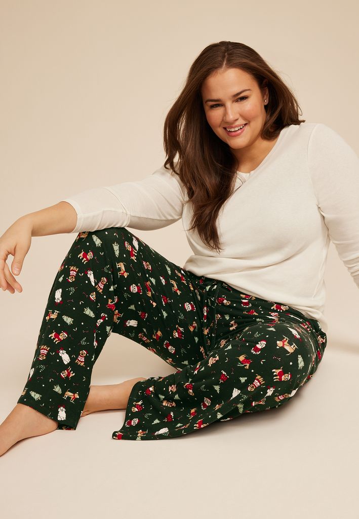Plus Size Hacci Holiday Wide Leg Pajama Pants - Image 3