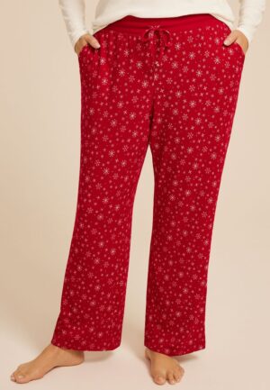Plus Size Hacci Snowflake Wide Leg Pajama Pants