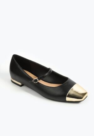 SuperCush Gold Cap Toe Mary Jane Ballet Flats