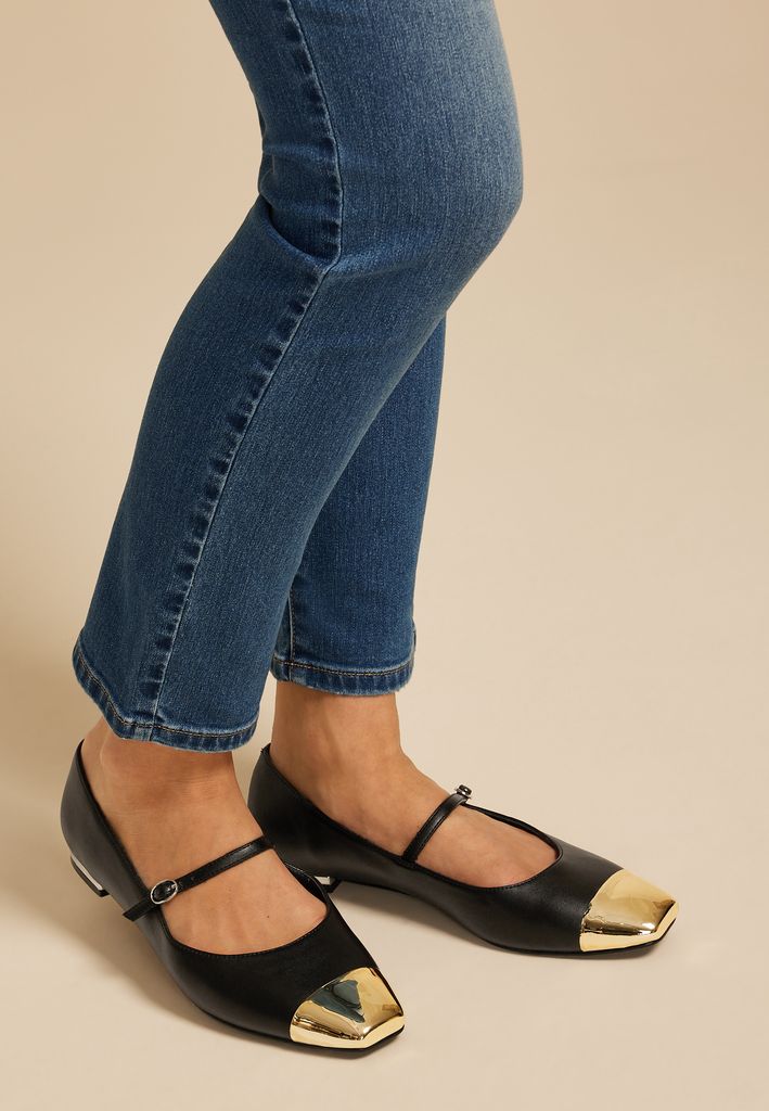 SuperCush Gold Cap Toe Mary Jane Ballet Flats - Image 3