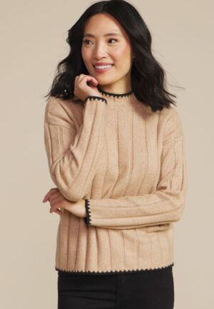 Whipstitch Mock Neck Sweater 
