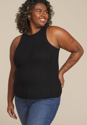Plus Size 24/7 Highline Metallic Variegated Ribbed Tank Top