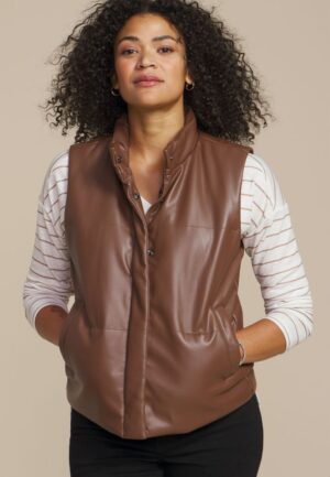 Faux Leather Quilted Vest