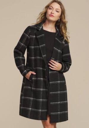 Windowpane One Button Dress Coat