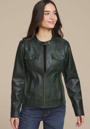 Faux Leather Trucker Jacket