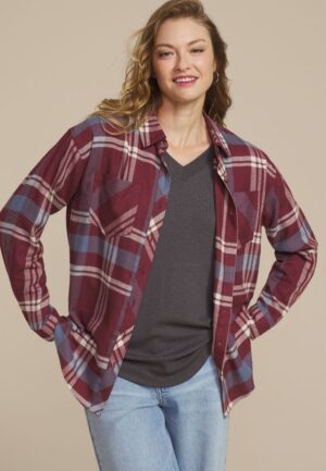 Plaid Button Down Boyfriend Shirt