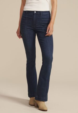 Dark High Rise Seamed Flare Jean