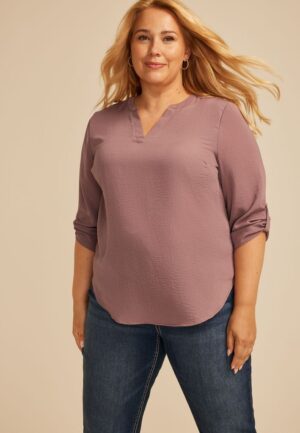 Plus Size Atwood 3/4 Sleeve Popover Blouse