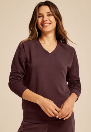 Scuba Knit V Neck Sweatshirt