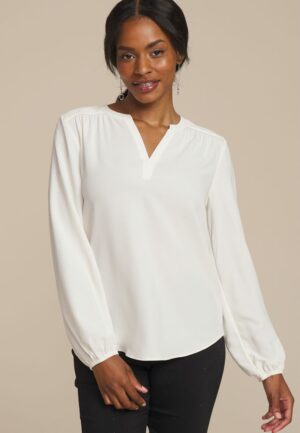 Silver Trim V Neck Blouse