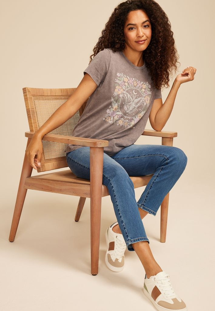 Floral Butterfly Classic Fit Graphic Tee - Image 3