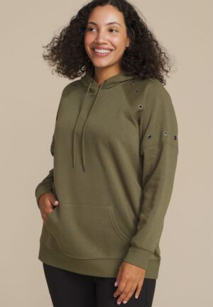 Plus Size Grommet Trim Accent Hoodie