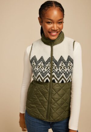Fair Isle Sherpa Quilted Vest