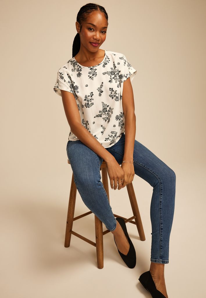 Delton Floral Zipper Back Blouse - Image 3