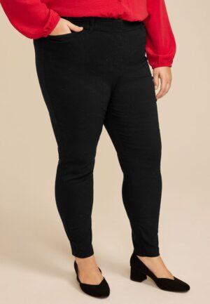 Plus Size Rhinestone Bengaline High Rise Skinny Pant