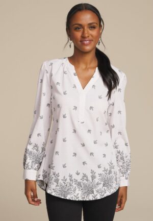 Cinched Back V Neck Blouse