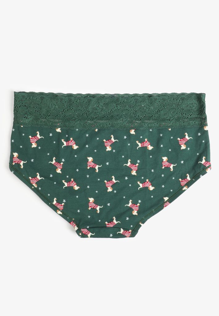Simply Comfy Cotton Festive Dog Print Boybrief Panty - Image 2
