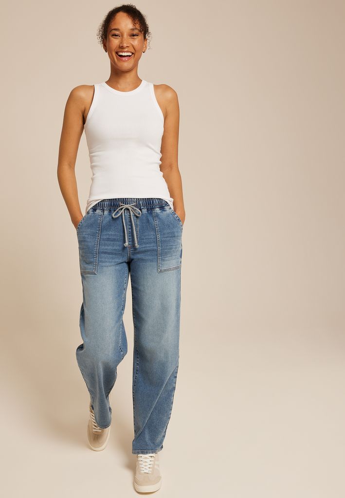 m jeans by maurices™ Medium Knit High Rise Pull On Wide Leg Jean - Image 3
