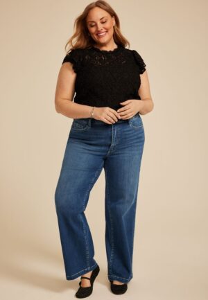 Plus Size Flying Monkey&trade; Dark High Rise Wide Leg Jean