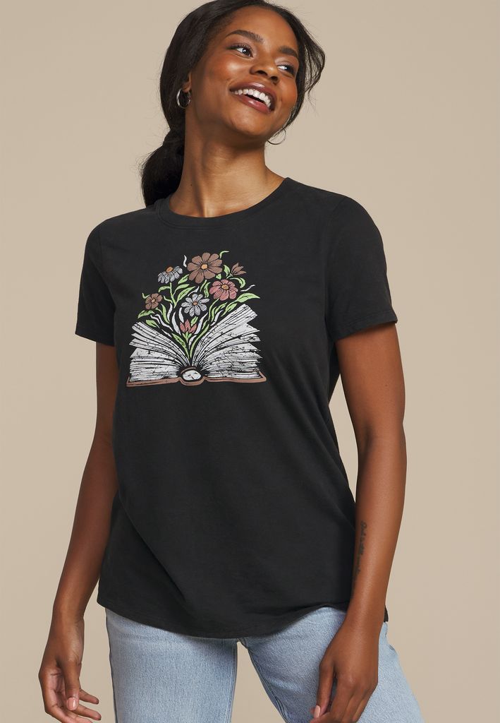 Floral Book Classic Fit Graphic Tee