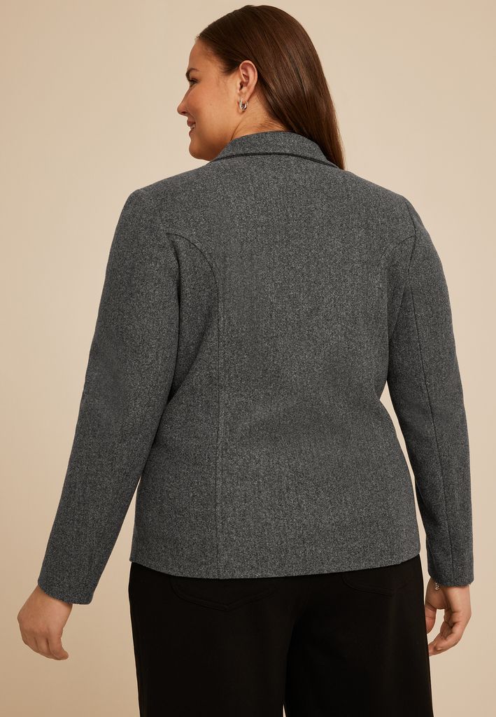 Plus Size Gray Moto Blazer Jacket - Image 2