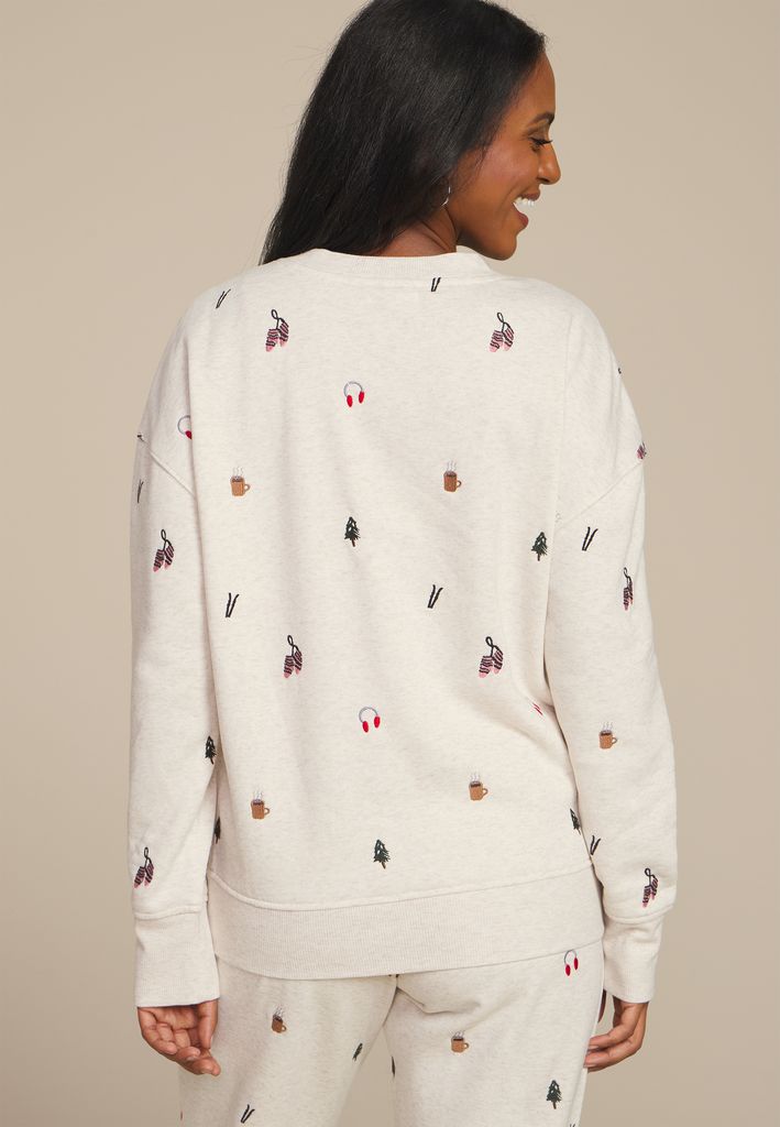 Holiday Embroidered Relaxed Fit Sweatshirt - Image 2