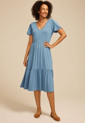 24/7 Tulip Sleeve Midi Dress