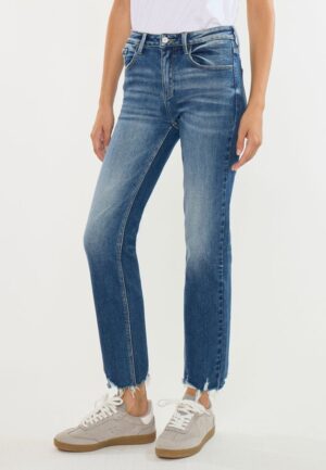 KanCan&trade; High Rise Raw Hem Straight Jean