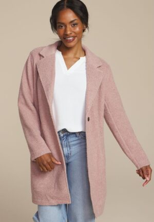 Curly Sherpa Single Button Dress Coat