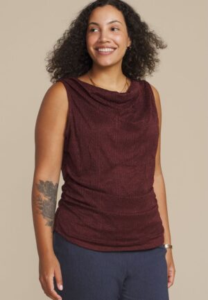 Plus Size Lace Shirred Cowl Neck Tank Top