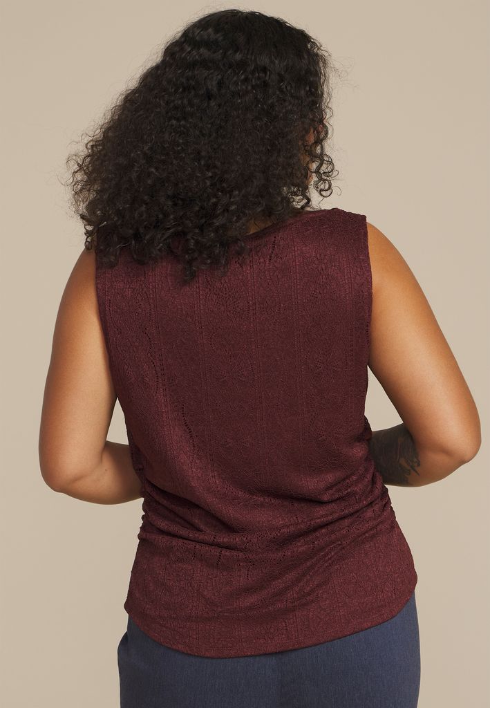 Plus Size Lace Shirred Cowl Neck Tank Top - Image 2