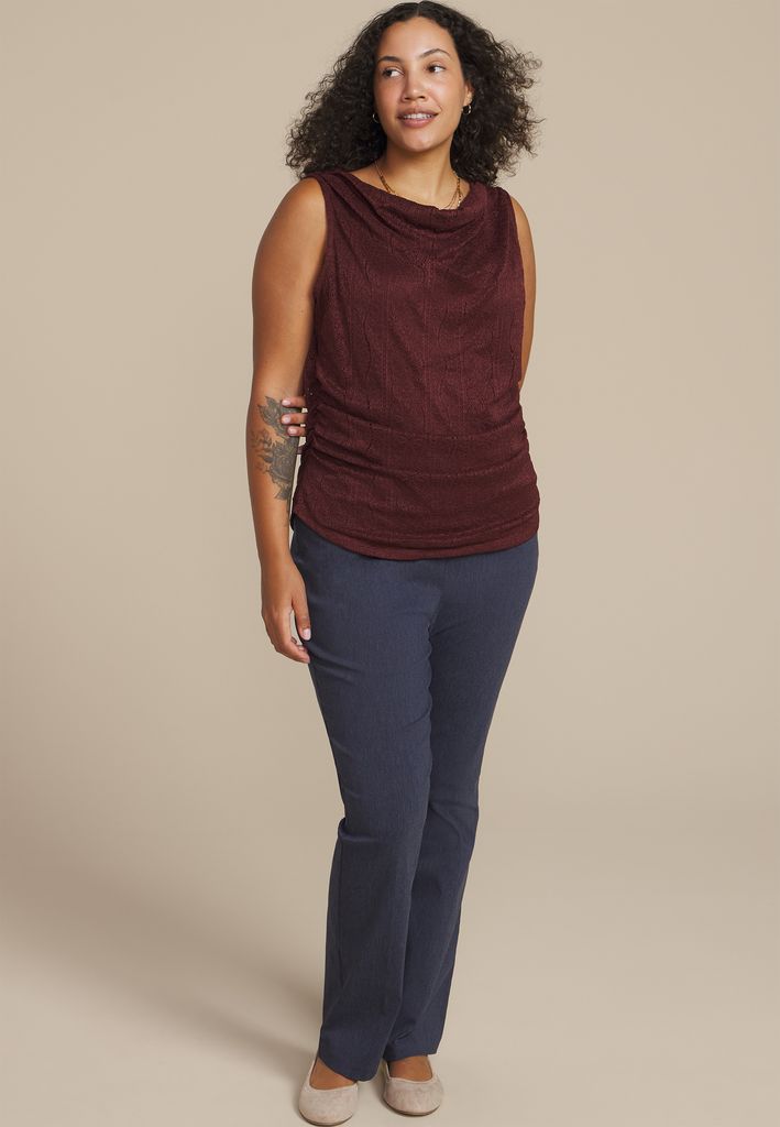 Plus Size Lace Shirred Cowl Neck Tank Top - Image 3