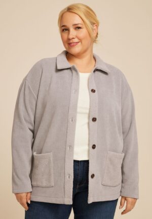 Plus Size Cozy Textured Shacket
