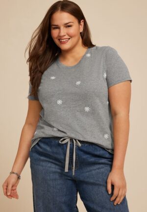 Plus Size 24/7 Dawson Snowflake Crew Neck Tee