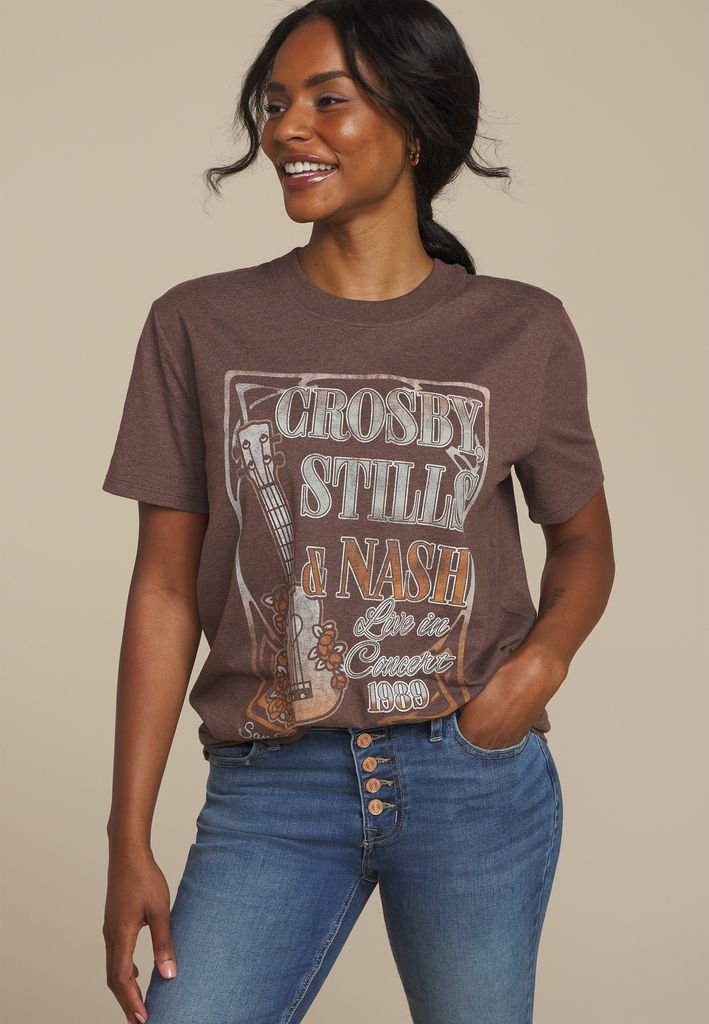 Crosby Stills And Nash 1989 Oversized Fit Graphic Tee
