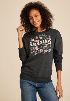 Amazing Grace Floral Relaxed Fit Sweatshirt