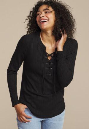 Variegated Lace Up Top