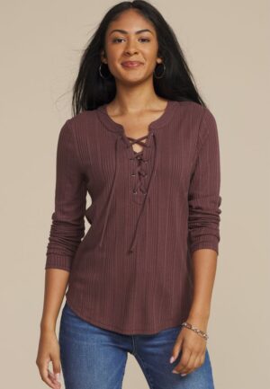 Variegated Lace Up Top