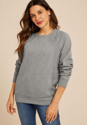Studio Y Heathered Gray Shimmer Tunic Sweatshirt